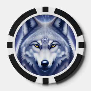 Mystical Wolf Portrait Art Poker Chips