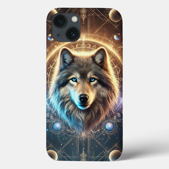 Mystical Wolf Portrait with Cosmic Case-Mate iPhone Case (Back)