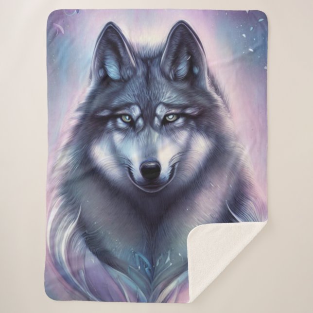 Mystical Wolf Sherpa Blanket (Front)