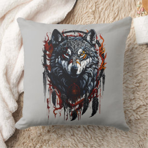 Mystical Wolf with Dreamcatcher Cushion