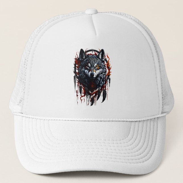 Mystical Wolf with Dreamcatcher Trucker Hat (Front)