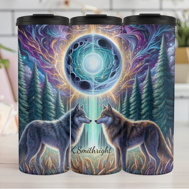 Mystical Wolves Cosmic Forest Connection Thermal Tumbler (Creator Uploaded)