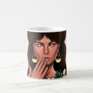 Mystical Woman, Gardenias, Elegant Floral Portrait Coffee Mug