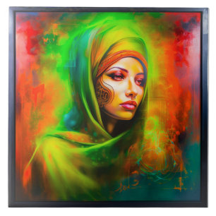 Mystical Woman in Neon Colours Ceramic Tile
