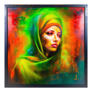 Mystical Woman in Neon Colours Photo Print