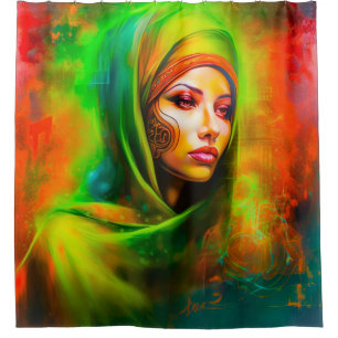 Mystical Woman in Neon Colours Shower Curtain