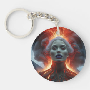 Mystical Woman Materialises From Volcano Lava Key Ring