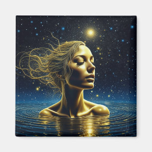 Mystical Woman Meditating Under the Stars Magnet