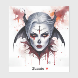 Mystical Woman Vampire Watercolor Halloween 