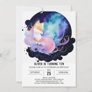 Mystical Woodland Fox Birthday Invitation