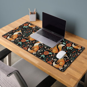 Mystical Woodland Fox with Moons and Moths Desk Mat