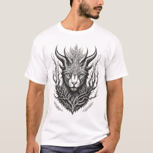 Mystical Woods: Black and White Fantasy Outline Ar T-Shirt