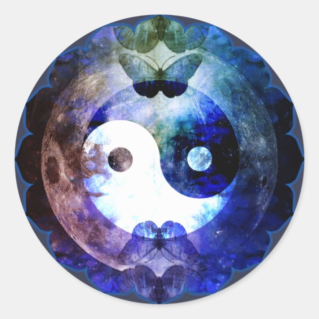Mystical Yin Yang, Classic Round Sticker (Front)