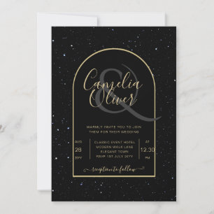 Mystique BLACK GOLD Starry Night Wedding Invitation