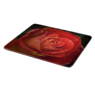 Mystique Dark Botanical Red Orange Rose Board