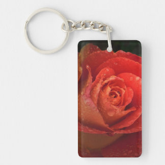Mystique Dark Botanical Red Orange Rose Keyring