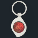 Mystique Dark Botanical Red Orange Rose Keyring<br><div class="desc">Carry a piece of nature’s hidden beauty with this premium metal accessory. This original, high-definition macro photograph captures a vibrant red and orange rose adorned with crystalline dewdrops against a moody, deep background. Every detail has been carefully preserved to ensure exceptional depth and gallery-quality clarity. The elegant "Mystique" text is...</div>