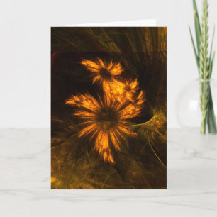 Mystique Garden Golden Abstract Fractal Art Card