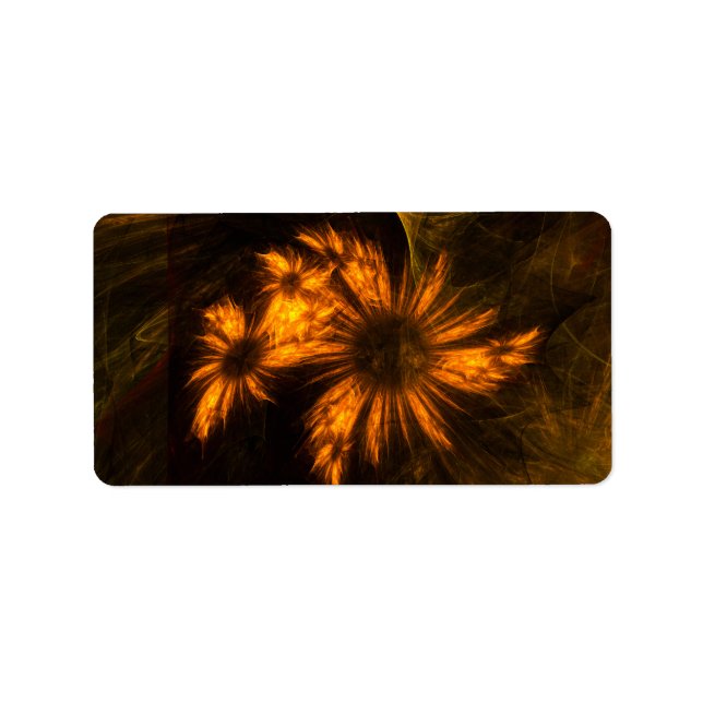 Mystique Garden Golden Abstract Fractal Art Label (Front)