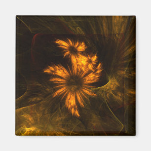 Mystique Garden Golden Abstract Fractal Art Magnet