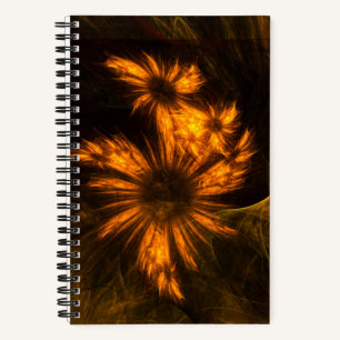 Mystique Garden Golden Abstract Fractal Art Notebook