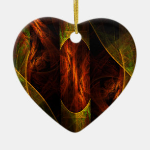 Mystique Jungle Abstract Art Heart Ornament