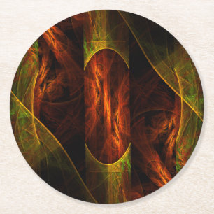 Mystique Jungle Abstract Art Round Paper Coaster