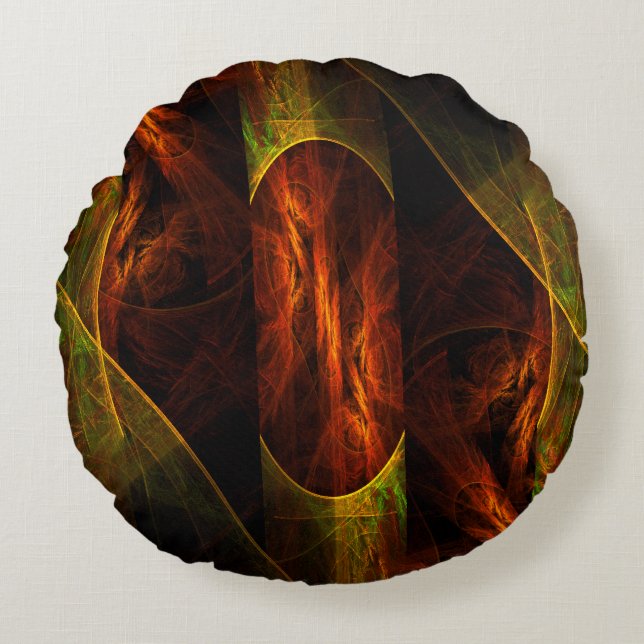 Mystique Jungle Abstract Art Round Pillow (Front)