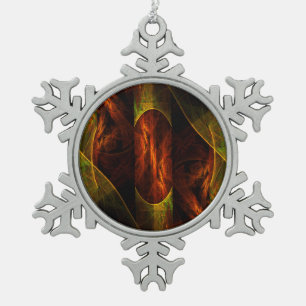 Mystique Jungle Abstract Art Snowflake Pewter Christmas Ornament
