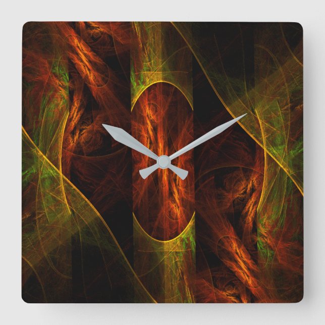 Mystique Jungle Abstract Art Square Square Wall Clock (Front)
