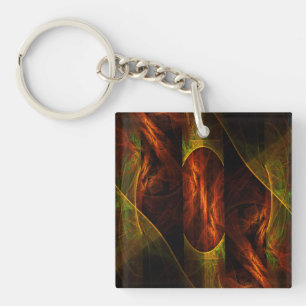Mystique Jungle Modern Abstract Fractal Art Key Ring