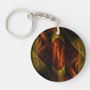 Mystique Jungle Modern Abstract Fractal Art Key Ring