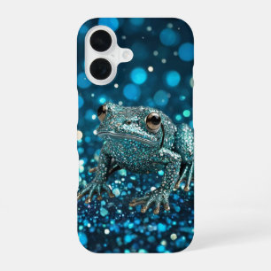 Mystique of the Blue Dimentee Frog On Blue Bokeh iPhone 16 Case