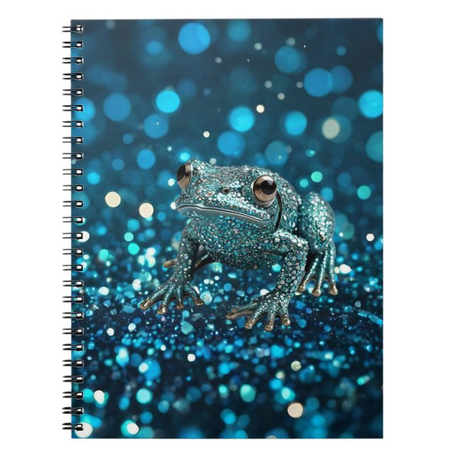 Mystique of the Blue Dimentee Frog On Blue Bokeh Notebook (Front)