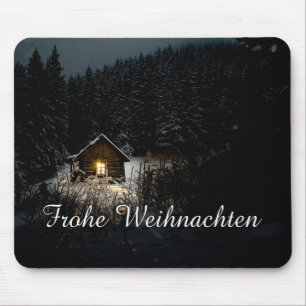 Mystische Hütte im tiefen Wald, Weihnachten Mouse Pad