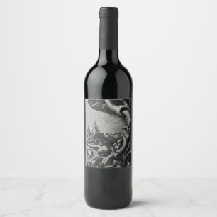 Mythic Architecture and Twisting Vines Artwork Wine Label