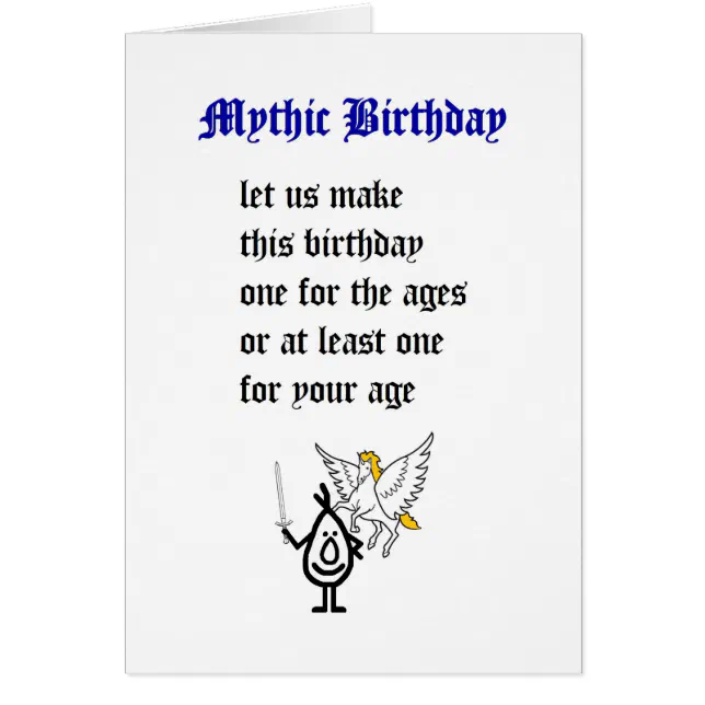 Mythic Birthday a funny happy birthday poem