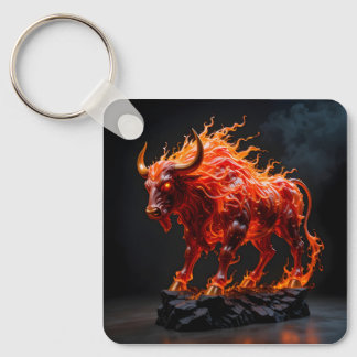 Mythic Fire Bull Key Ring