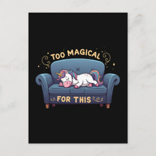 Mythic Lazy Unicorn Too Magical For This Holiday Postcard