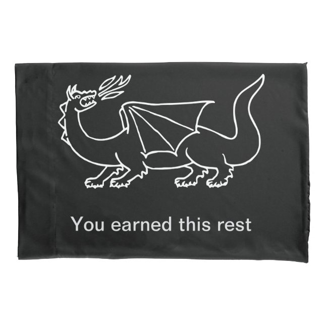 Mythic Rest Dragon Pillow – 'You Earned This Rest Pillowcase (Front)