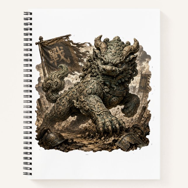 Mythic Stone Guardian Fantasy Sticker Notebook (Front)