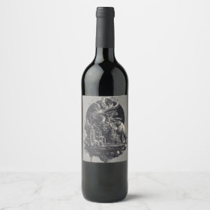 Mythic Tree and Ancient City Circular Label