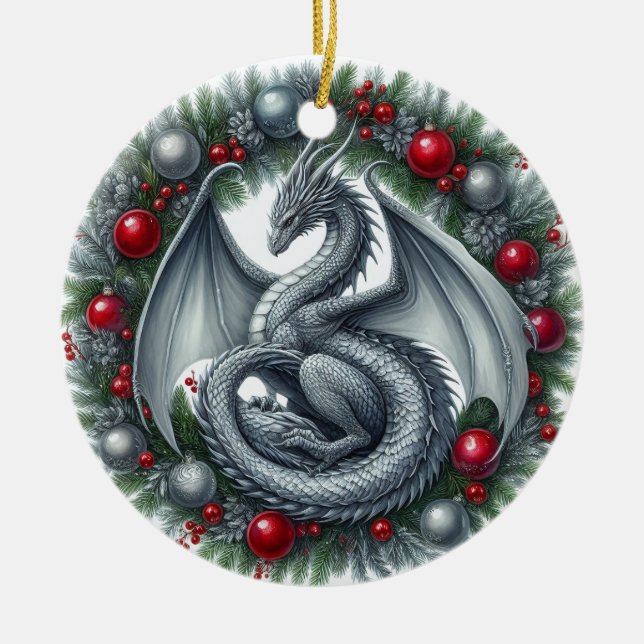 Mythic Wreathkeepers of Winter Ceramic Ornament (Front)