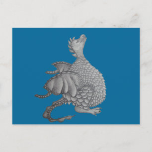 mythical and fantasy creature cute grey dragon  postcard