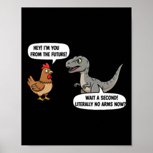 Mythical And Prehistoric Funny Chicken Vs Cartoon Poster
