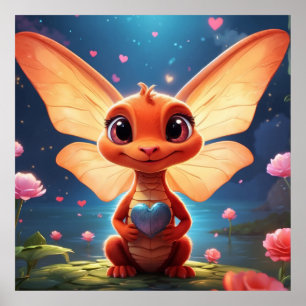 *~* Mythical AP48  Cute Baby Dragon Love Poster