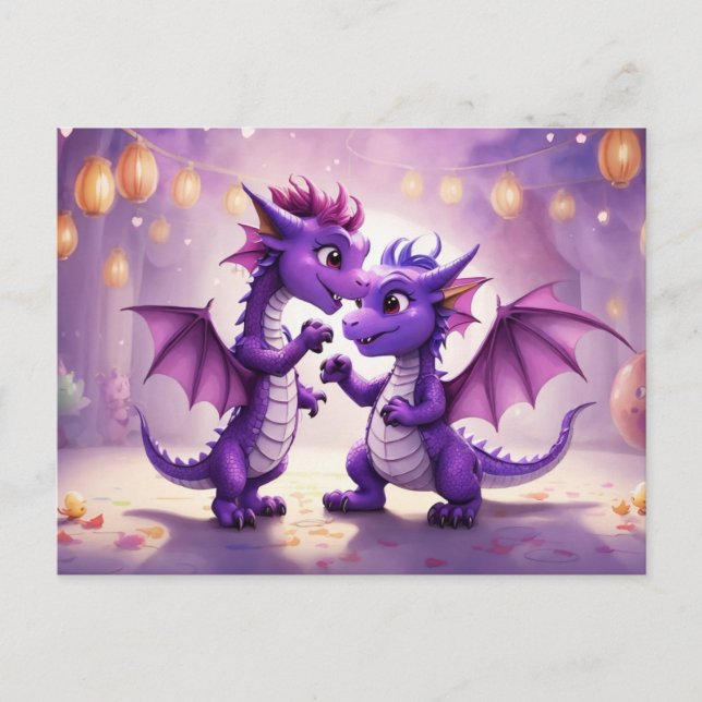*~* Mythical AP48 PHOTO Party Invite Dragon Disco Postcard (Front)