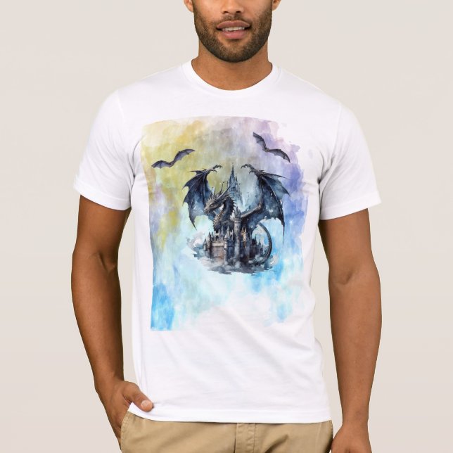 Mythical Black Flying Dragon T-Shirt (Front)