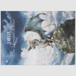 Mythical Celtic Dragon Blue Turquoise Tissue Paper