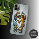 Mythical Celtic Dragons Fantasy Tattoo Art iPhone 11 Pro Max Case<br><div class="desc">Contemporary old-school tattoo design of silver blue and gold yellow coloured dragons holding their egg. Beautiful, modern, and cool cover for the trend-savvy and art-loving hip trendsetter, artsy motif lover who wants to protect their phone from dust and dirt, wear and tear. This design is available in Apple iPhone 6,...</div>